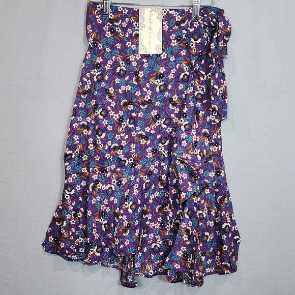 Band of The Free Womens Wrap Style Skirt Purple Floral Size Small Boho NWT - Picture 1 of 6